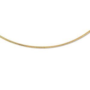 2mm 14k Yellow Gold Round Omega Chain Necklace, 16 Inch
